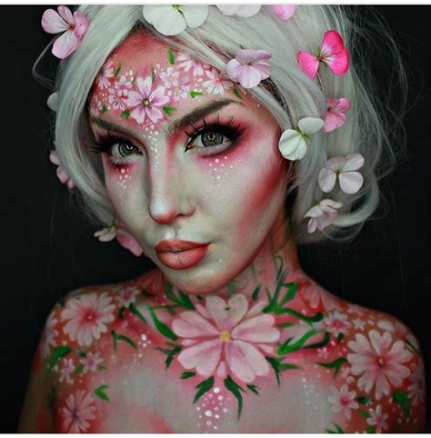 Very simple floral body painting and some petals in the hair can look ...