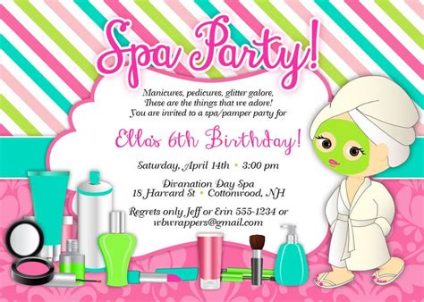 Pamper Birthday Party Invitations Spa Party Invitation - Etsy