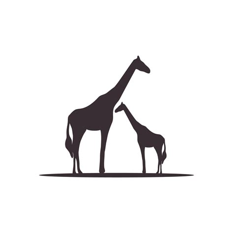 giraffe with family silhouette logo design vector icon illustration ...