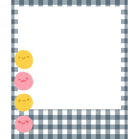 Aesthetic Of Polaroid Frames With Blue Gray Gingham And Simple Emoji Vector, Polaroid S ...
