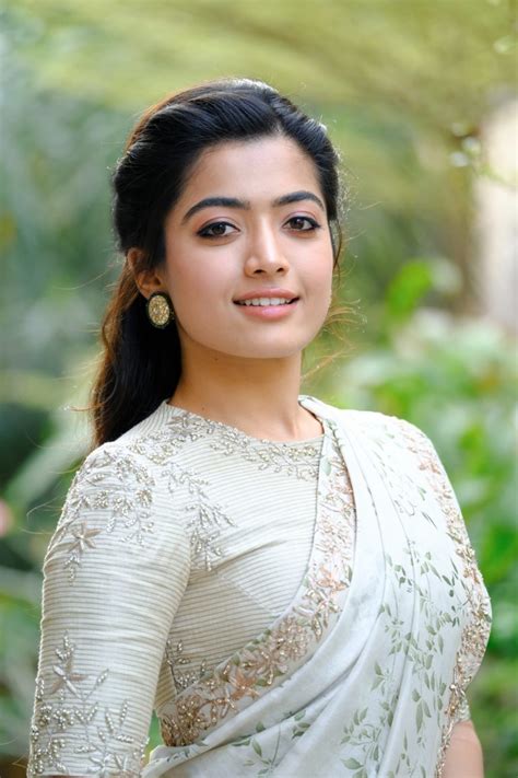 Rashmika Mandanna beautiful stills in ivory saree - South Indian Actress