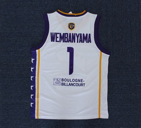 Retro Wembanyama 1 France Basketball Jersey White/blue/purpletop ...