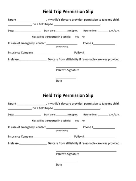 Field Trip Permission Slip