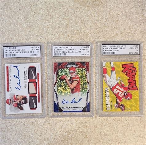 3x Graded Patrick Mahomes Cards 2021 Panini Absolute K29 Kaboom ...