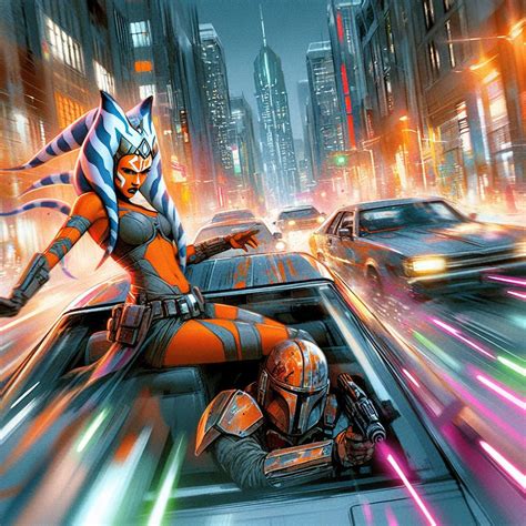 Ahsoka and the Mandalorian: Cyberpunk Nights #4 by karmichorror on ...