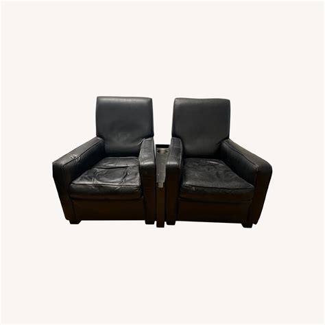 Custom Leather Cinema Chairs with Table - AptDeco