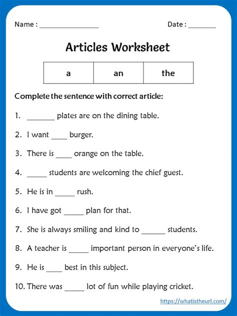 Articles Worksheets for 5th grade - Your Home Teacher | Articles ...