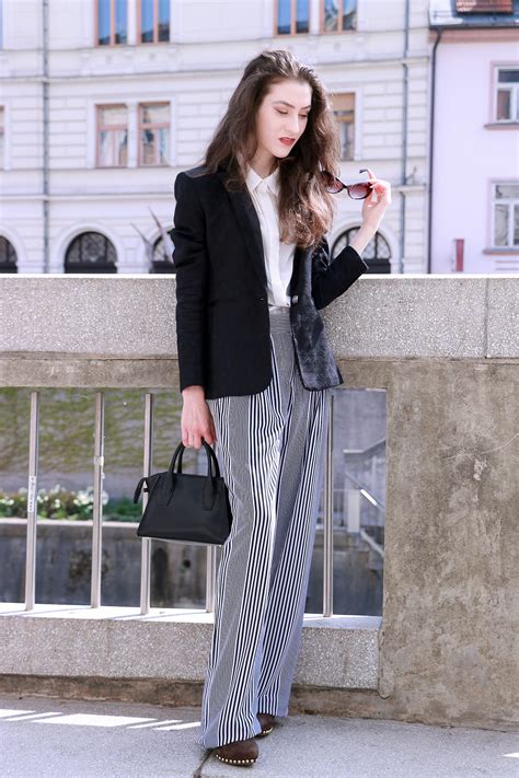 The Relaxed Suit — Striped Wide-leg Pants and a Non-Matchy Blazer