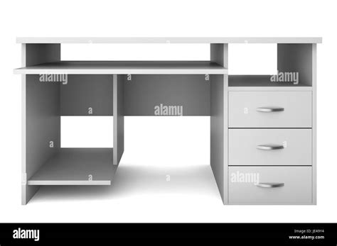 Computer table. 3d illustration on white background Stock Photo - Alamy
