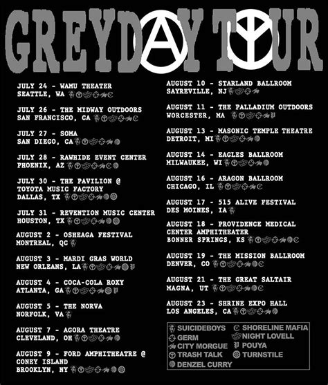 GREY DAY TOUR 2019 (Full Line Up + Tour Dates/Locations) : r/G59