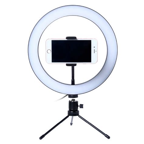 Photography LED Selfie Ring Light 26CM Dimmable Camera Phone Ring Lamp ...