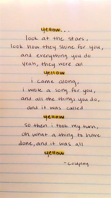 Coldplay Yellow Lyrics