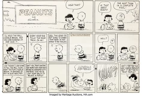 Charles Schulz Peanuts Football-Themed Sunday Comic Strip Original | Lot #92280 | Heritage Auctions