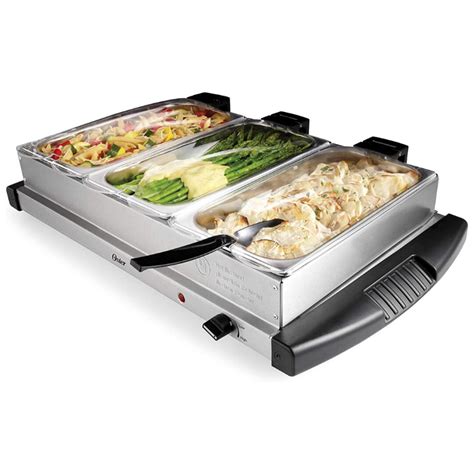 Oster Buffet Server Warming Tray | Triple Tray, 2.5 Quart, Stainless Steel | Chafing dishes ...