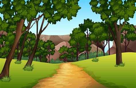 Forest pathway landscape scene 298017 Vector Art at Vecteezy