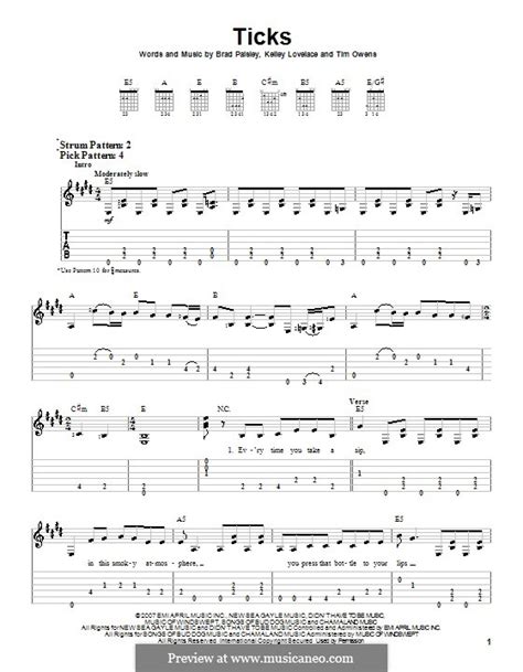 Ticks (Brad Paisley) by K. Lovelace, T. Owens - sheet music on MusicaNeo