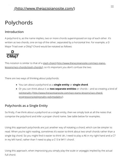 Polychords - The Jazz Piano Site | PDF | Chord (Music) | Lead Sheet