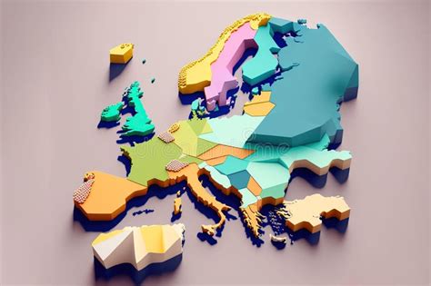 3d Isometric Map of Europe Isolated with Shadow Stock Vector - Illustration of country, grey ...