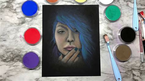 Trying PanPastels! Soft Portrait on Black Paper. - YouTube