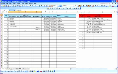 19+ Excel Class Schedule Template | DocTemplates