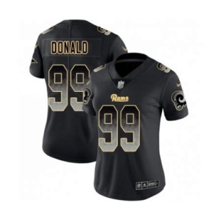 Women's Los Angeles Rams #99 Aaron Donald Limited Black Smoke Fashion ...