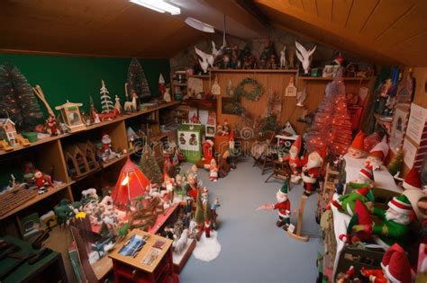 Santa S Workshop, with Elves and Toys in View Stock Image - Image of ...