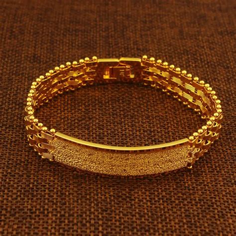 New 18k Gold Plated Saudi Arabia Jewelry Gold Bracelet For Men - Buy ...