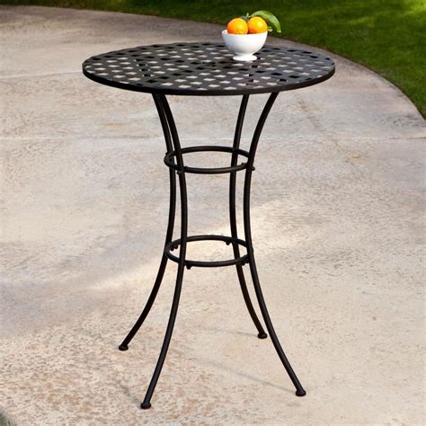 Black Wrought Iron Side Table Outdoor : Cross Weave Patio Bistro Set: Bright Patio Furniture ...
