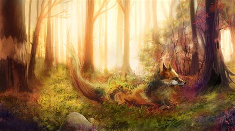 foxes, Painting, Art, Forest, Animals, Fox Wallpapers HD / Desktop and Mobile Backgrounds