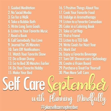 Self Care September 30 Day Challenge | Self care activities, Self care ...