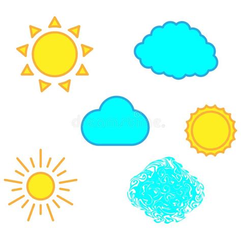 Cartoon Clouds Sun. Hot Summer. Vector Illustration. Stock Image Stock Vector - Illustration of ...