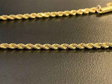 14k Solid Gold Diamond Cut Rope Chain - 24 inch, 8.9 grams, 1.75 mm – 917pawnshop