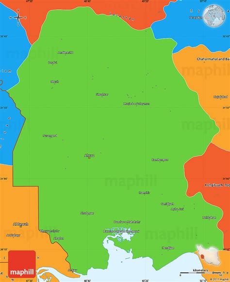 Political Simple Map of Khuzestan