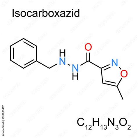 Isocarboxazid Drug Molecule. Chemical Structure. Skeletal Formula. Vector Illustration. Stock ...