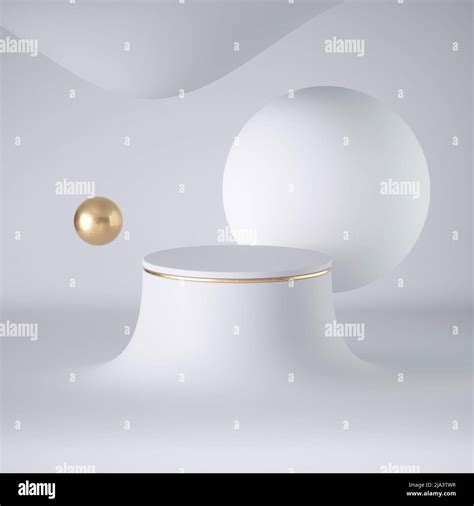 3d render, abstract white futuristic background, minimal concept, clean style. Floating balls ...