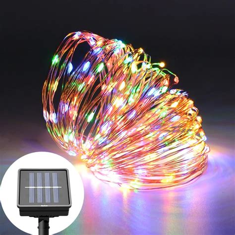 10M 20M Solar Rechargeable LED Holiday lights Fairy Outdoor Solar Copper Wire String light ...