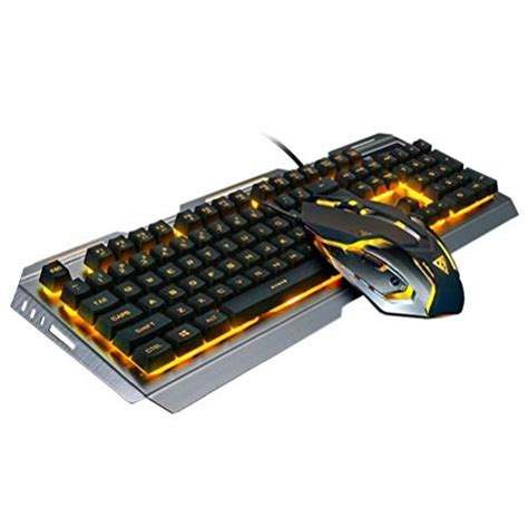 Wired Gaming Keyboard and Mouse Combo with Orange Yellow LED Backlit ...