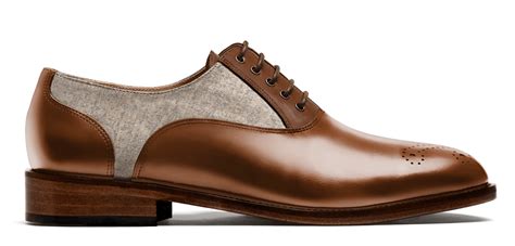 Oxfords - brown & beige flora leather, tweed & leather