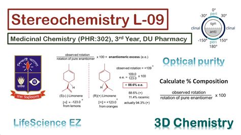 Lec-09: Optical purity, Enantiomeric excess | Calculation | Maths ...