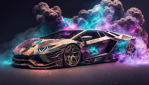 Wallpaper of lamborghini car with smoke and galaxy vibe generated ai ...