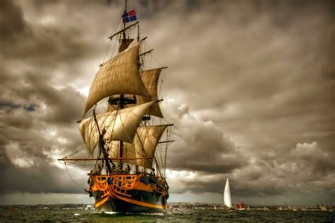 Majestic Sailing Ship HD Wallpaper in Oceanic Serenity