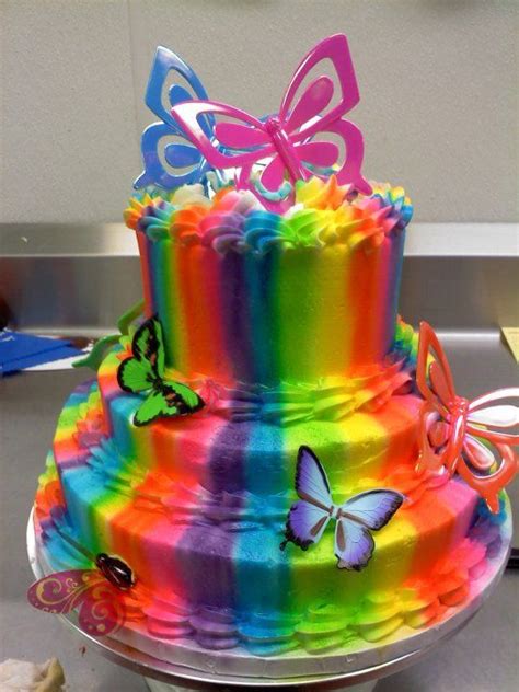 Rainbow bright cake :) | Butterfly birthday cakes, Doll cake designs, Rainbow cake