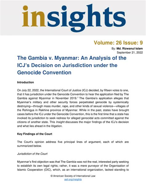 (PDF) The Gambia v. Myanmar: An Analysis of the ICJ’s Decision on ...