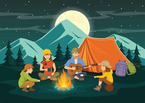 Camping Campsite Tent Family Clip Art Kids Camping Cl - vrogue.co