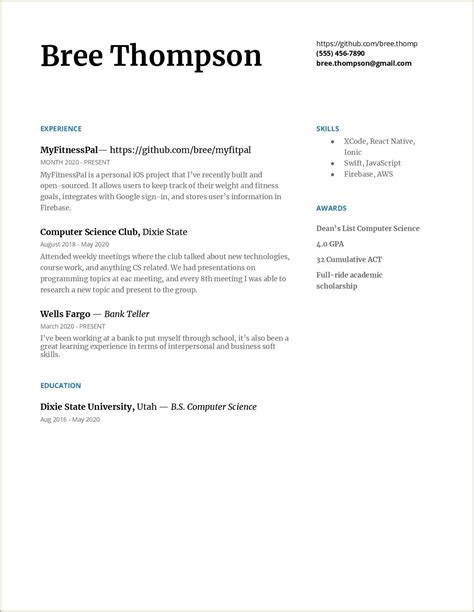 Computer Science Resume Template Google Docs - Resume Example Gallery