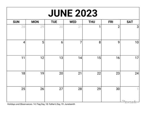 June 2023 Calendar Template - Get Latest Map Update