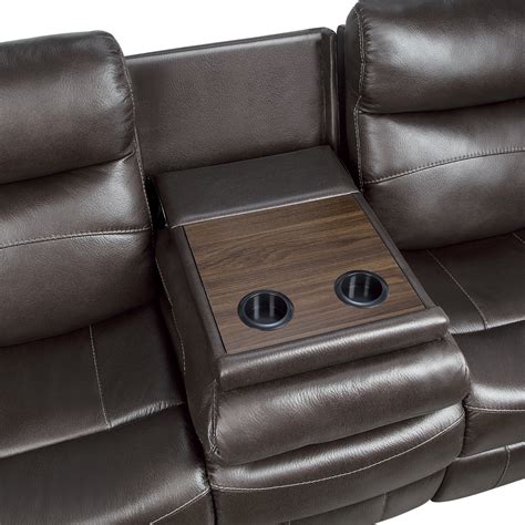 Double Lay Flat Reclining Sofa with Center Drop-Down Cup Holders – Holbrooks Clearance Center