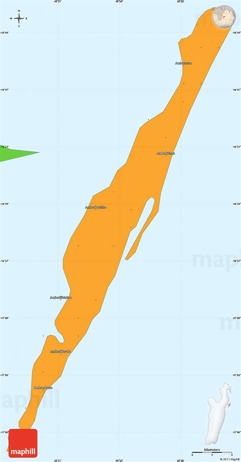 Political Simple Map of Nosy-Boraha (St. Marie)