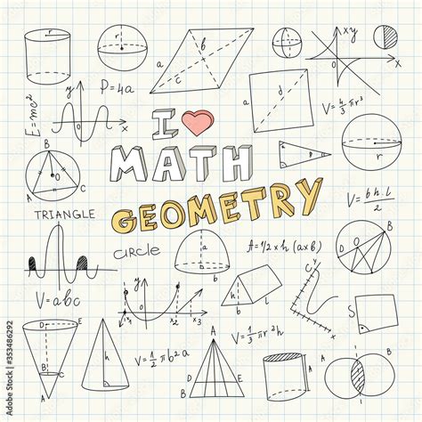 Hand Drawn Geometry Doodle. Handwriting Elements. School Education ...