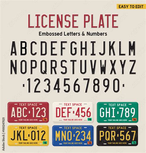 3d license plate font and license plate set Stock Vector | Adobe Stock